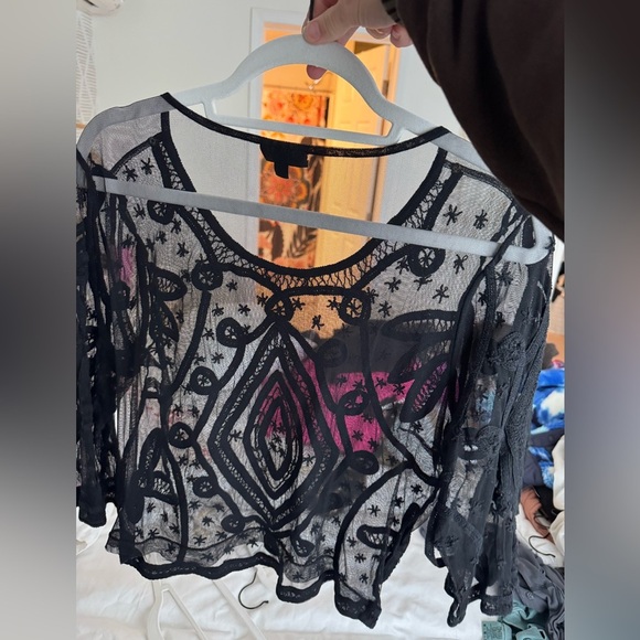 Topshop Sheer Embroidered Top - Picture 4 of 4